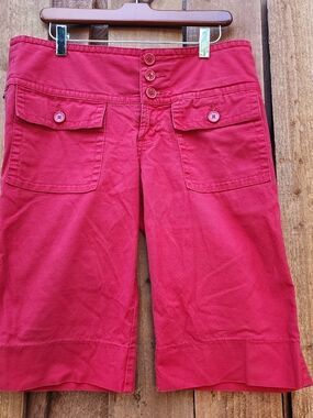 Vintage Billy Blues High Waisted Red Cargo Bermuda Shorts Y2K Utility Button Fly